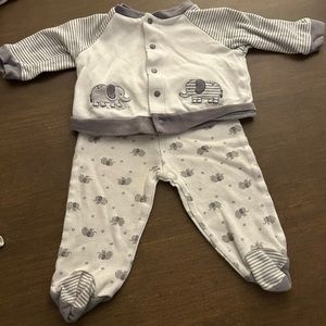 Little Me Elephant Print matching set size 6 mo